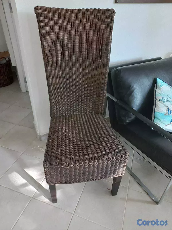 muebles y colchones - Sillas de Comedor Altas en Madera con Asiento Tejido – Elegantes y Resistentes  4