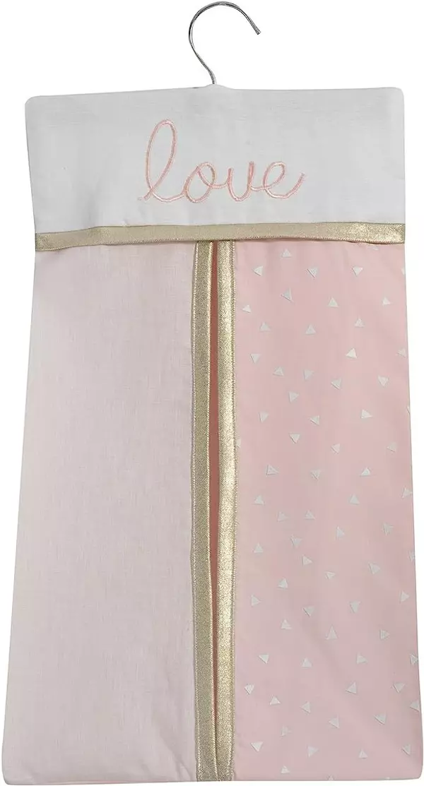 muebles - Juego de ropa de cama para cuna de 4 piezas Lambs & Ivy Baby Love Pink/Gold Hear 2