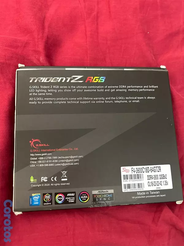 computadoras y laptops - G.Skill Trident Z RGB, 64 GB RAM (32x2)- Negociable 2