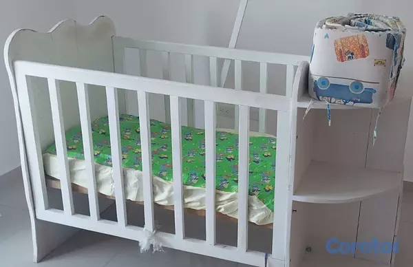 muebles - Cuna de bebé con cambiador y almacenamiento + colc 3