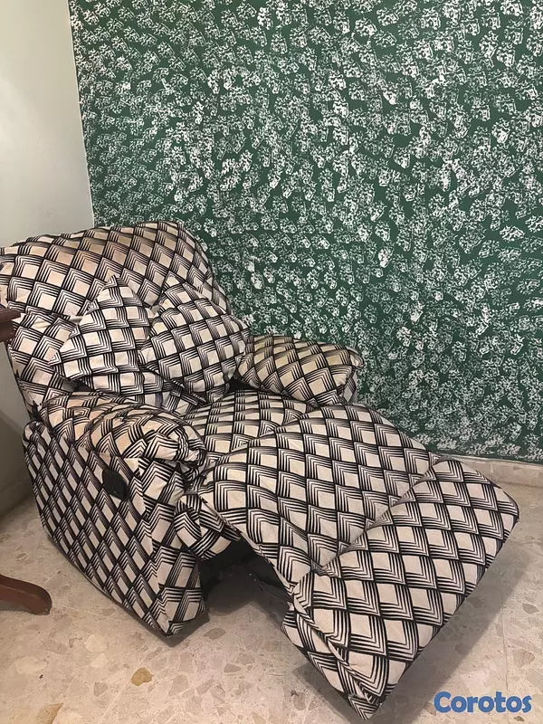 muebles y colchones - Sillón en tela con estampado blanco con negro 2