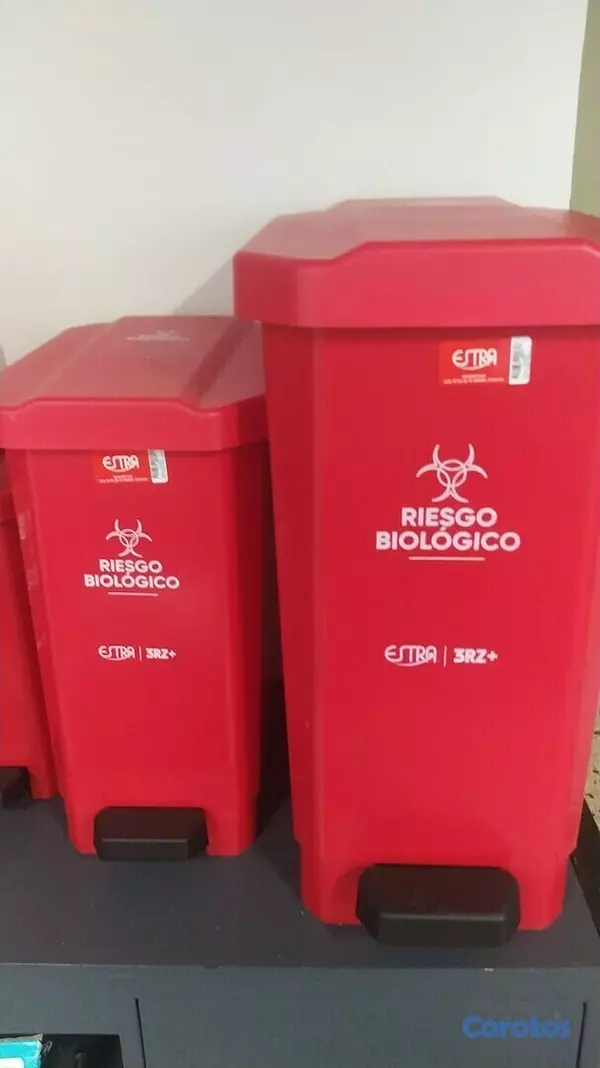 equipos profesionales - Caneca-papelera Estrabins Pedal/10L/ 22L/ 44L Rojo-Riesgo Biológico 2
