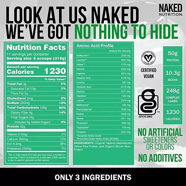 Salud y Equipamiento Médico - Proteina Vegana Naked Mass 8lb 2