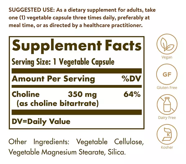 Salud y Equipamiento Médico - Solgar Colina 350 Mg 100 Capsulas Apoya La Funcion Cerebral 2