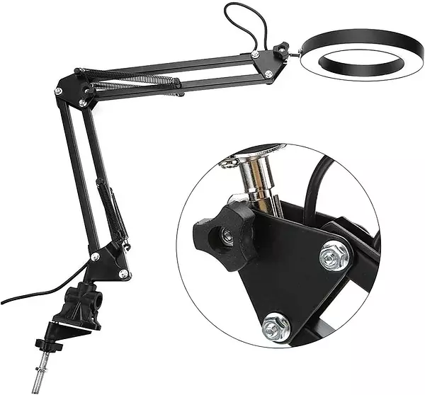 accesorios para electronica - Lámpara de escritorio con base y clip, regulable flexible de bajo consumo 5