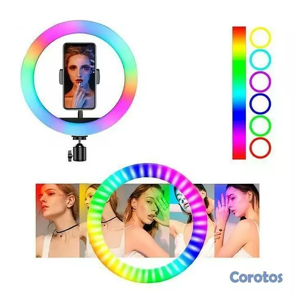 otros electronicos - Aro de Luz de 10 pulgadas multicolor RGB con trípode de 80 pulgadas 2