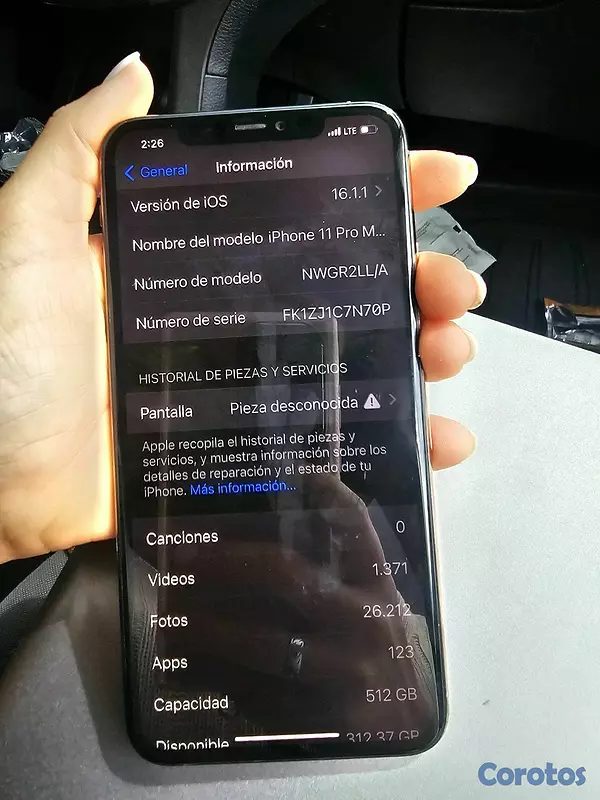 celulares y tabletas - Iphone 11 pro max factory 512gb 81% de batería  7